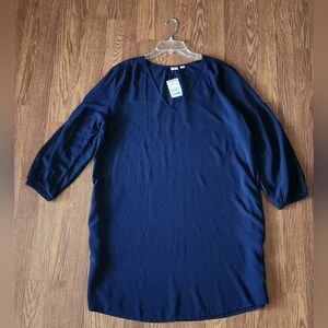 GAP Women's Navy Blue Vneck Long Sleeve Dress